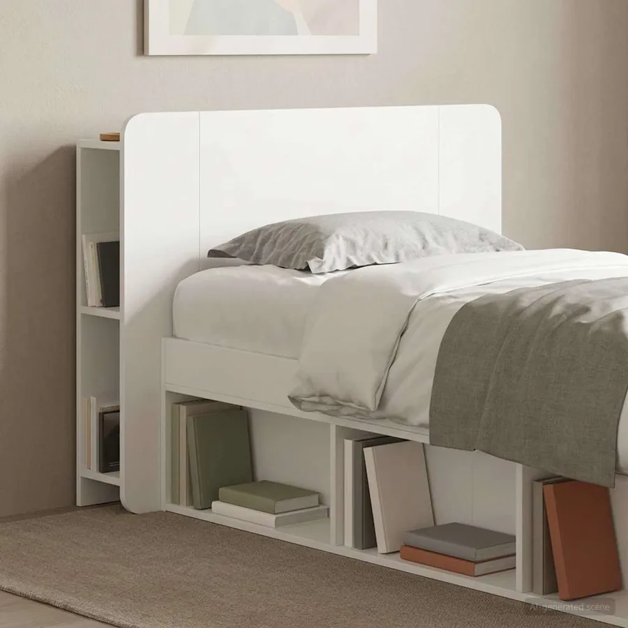 Cabinet de Tête de Lit Blanc brillant Bois d'ingénierie