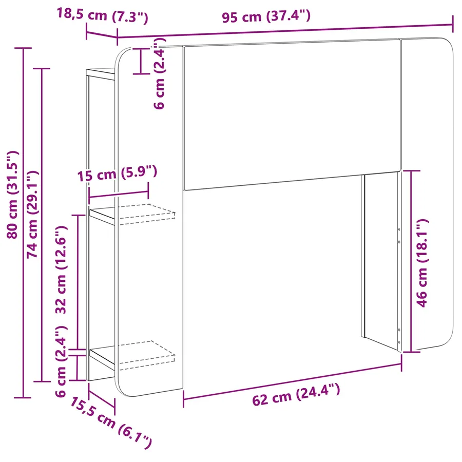 Cabinet de Tête de Lit Blanc brillant Bois d'ingénierie - 10
