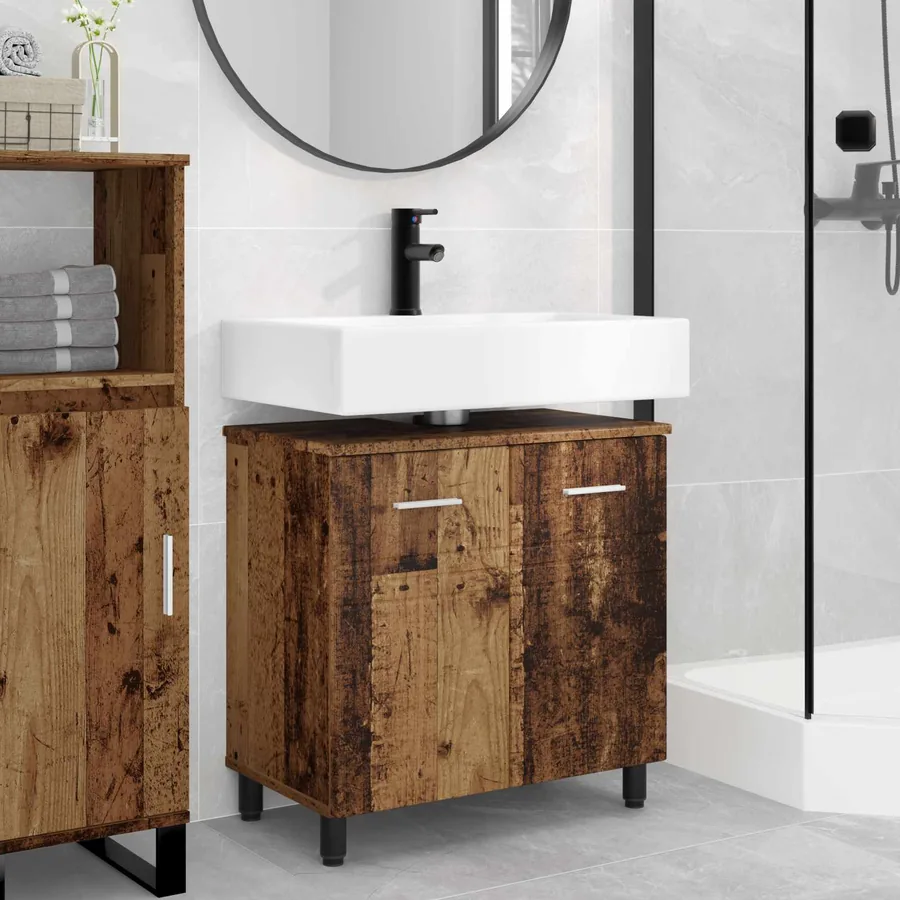 Unité de vanité de salle de bain Bois ancien 60 x 35 x 60 cm