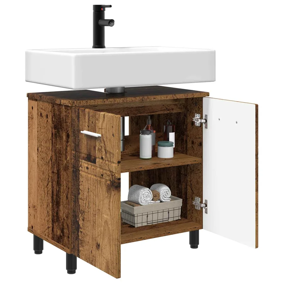 Unité de vanité de salle de bain Bois ancien 60 x 35 x 60 cm - 3