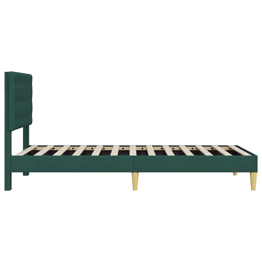 Cadre de lit avec tête de lit Vert foncé 90 x 200 cm Tissu - 5