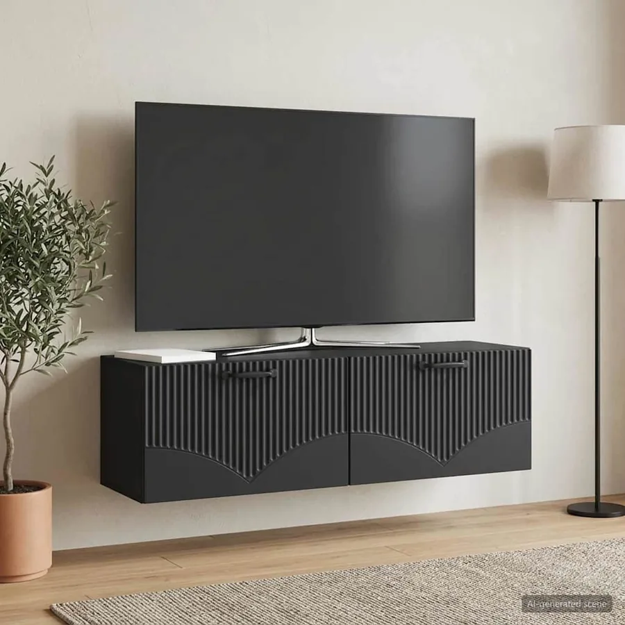 Meuble TV mural Noir 98 x 31 x 30 cm Bois d'ingénierie