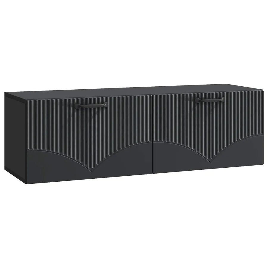 Meuble TV mural Noir 98 x 31 x 30 cm Bois d'ingénierie - 2