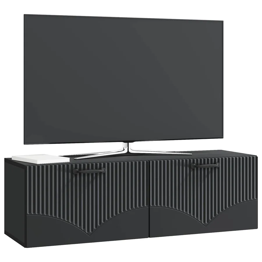 Meuble TV mural Noir 98 x 31 x 30 cm Bois d'ingénierie - 3