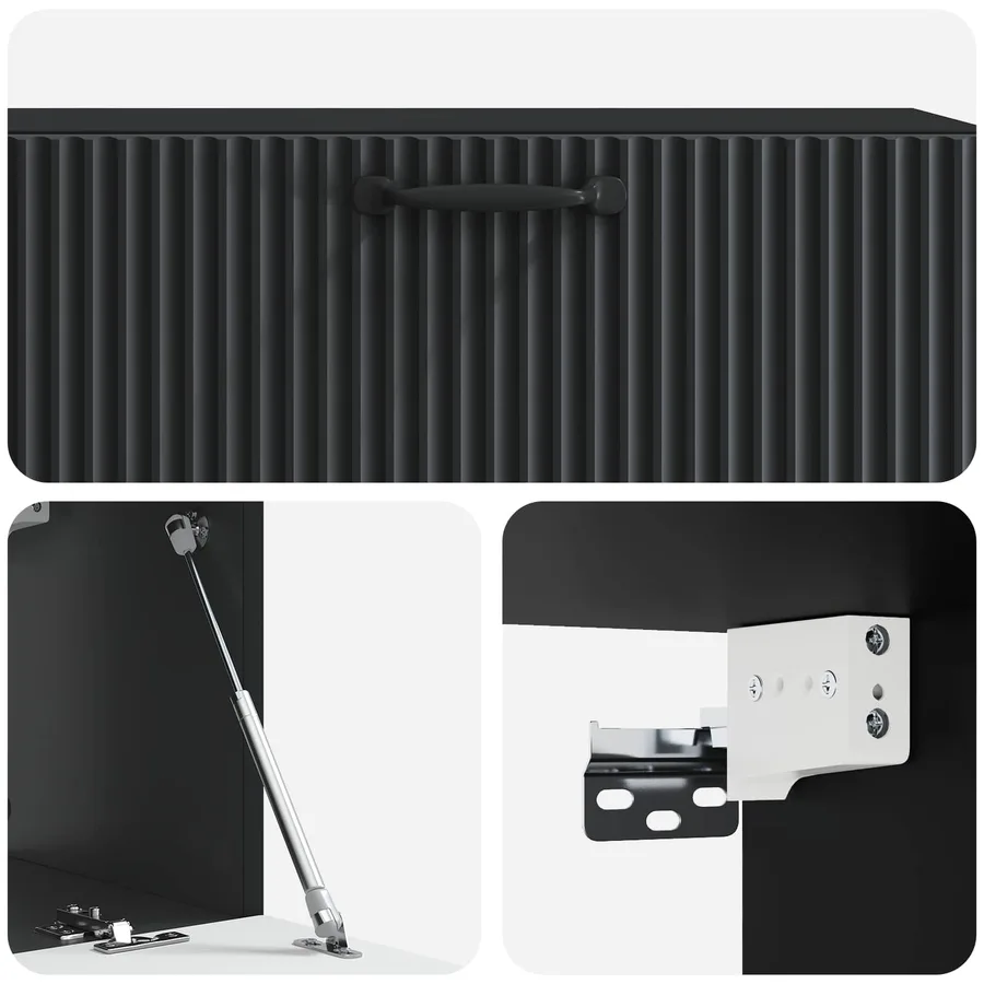 Meuble TV mural Noir 98 x 31 x 30 cm Bois d'ingénierie - 9