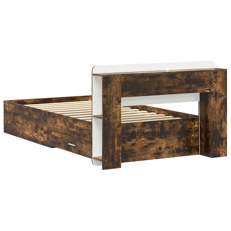 Cadre de lit avec rangement Chêne fumé 75 x 190 cm - 5