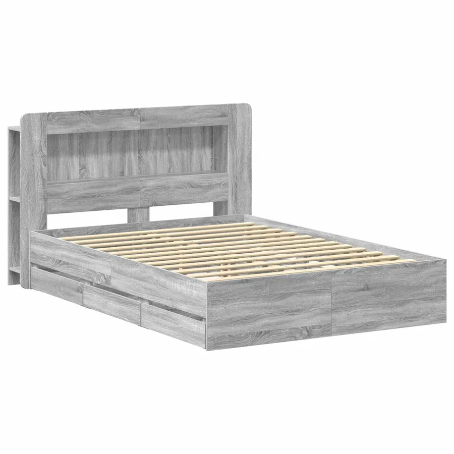 Cadre de lit avec rangement Sonoma gris 135 x 190 cm - 3