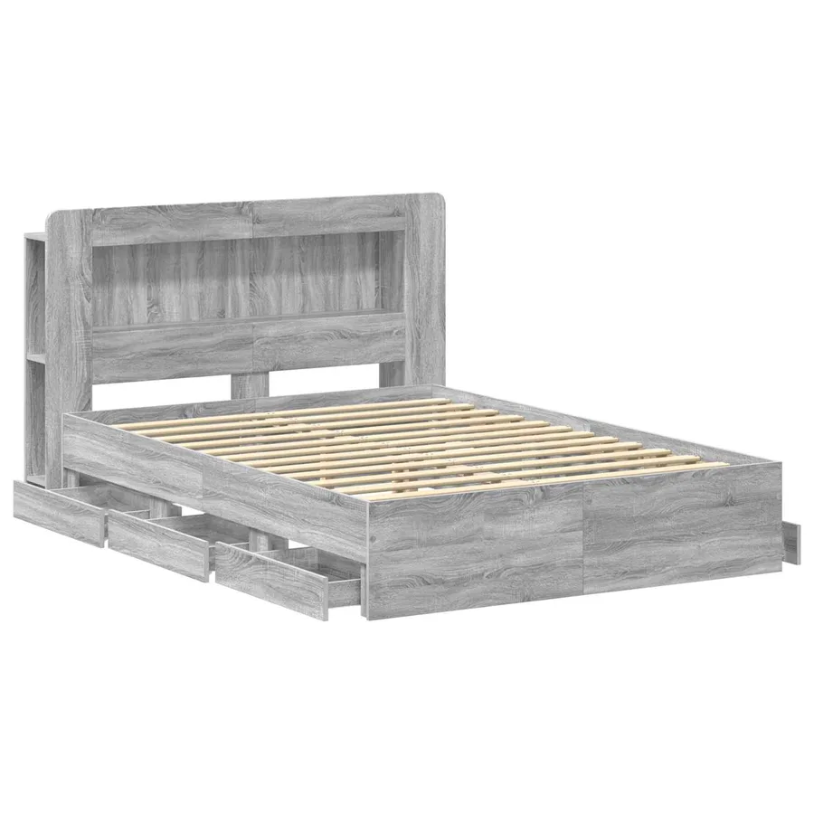 Cadre de lit avec rangement Sonoma gris 135 x 190 cm - 4