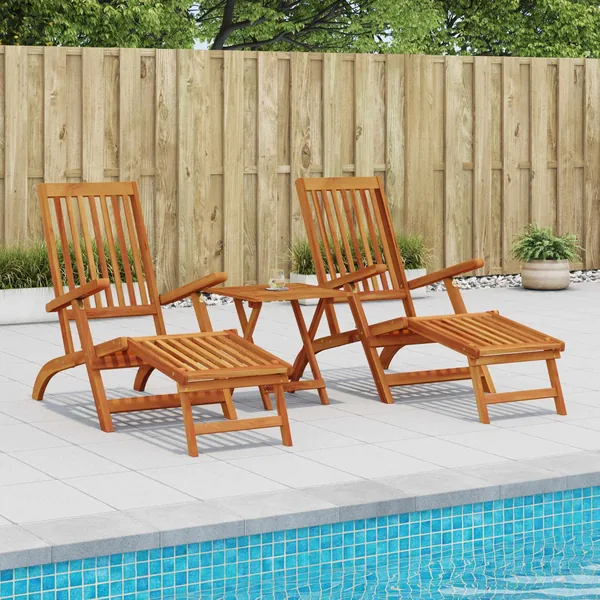 Chaise longue inclinable et pliable 2 pcs Naturel