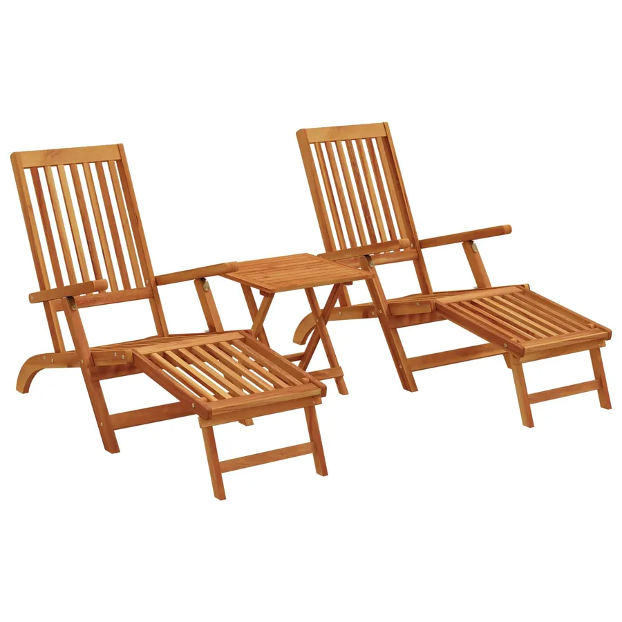 Chaise longue inclinable et pliable 2 pcs Naturel - 2