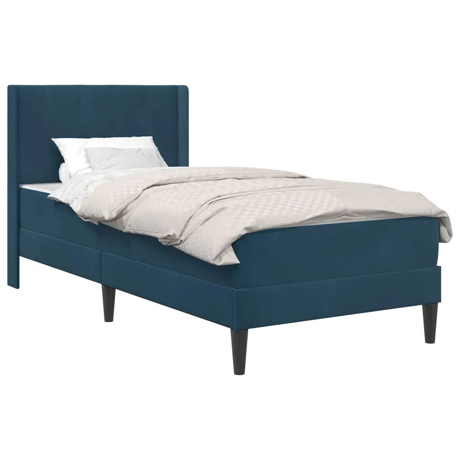 Cadre de lit avec matelas Bleu 100 x 200 cm Velours - 2