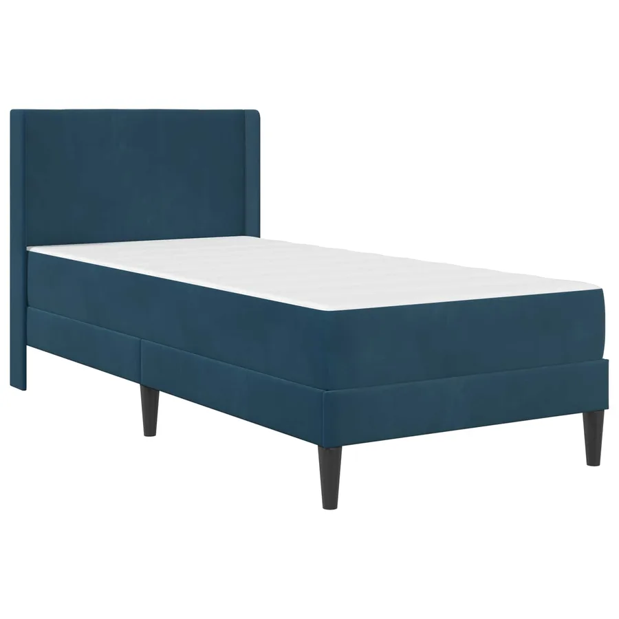 Cadre de lit avec matelas Bleu 100 x 200 cm Velours - 3