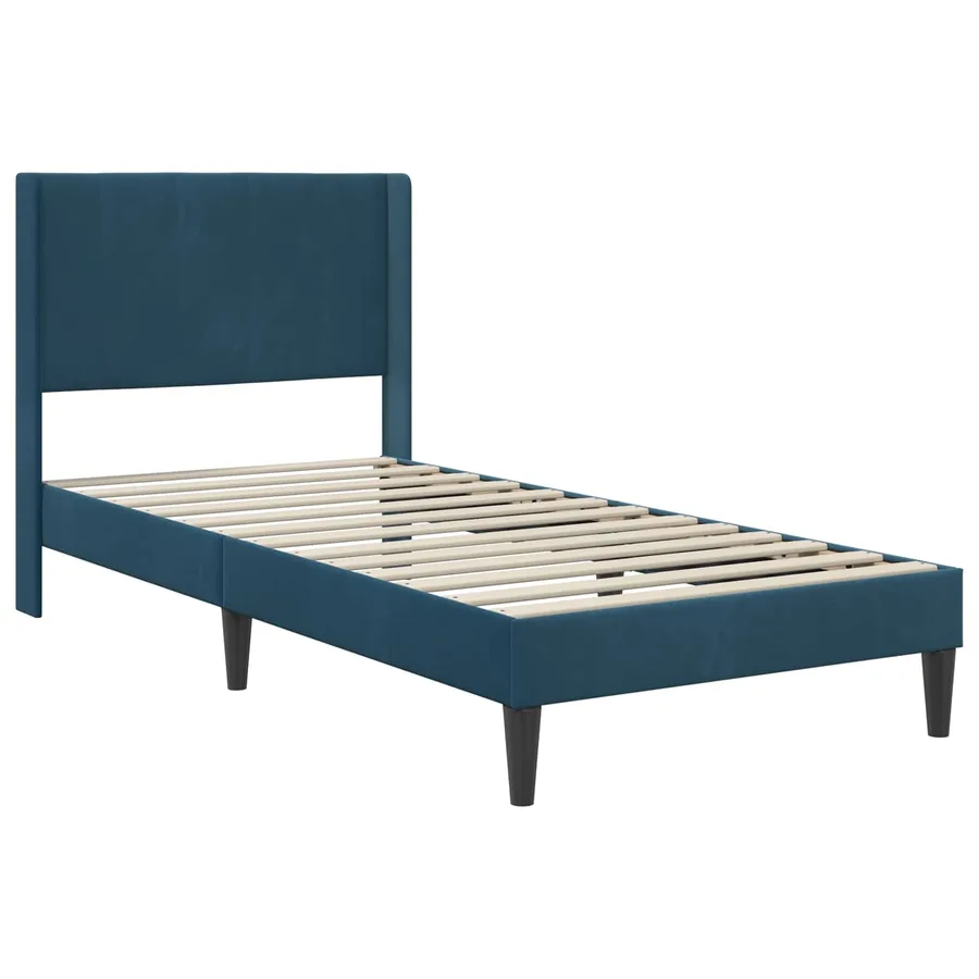 Cadre de lit avec matelas Bleu 100 x 200 cm Velours - 4