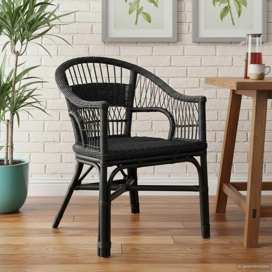 Chaise empilable Noir 60 x 60 x 81 cm Rotin - 3