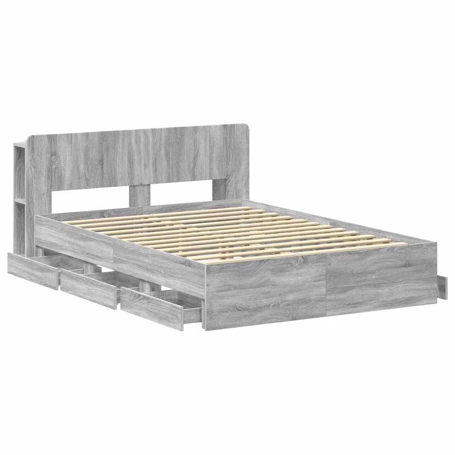 Cadre de lit avec rangement Sonoma gris 140 x 200 cm - 4