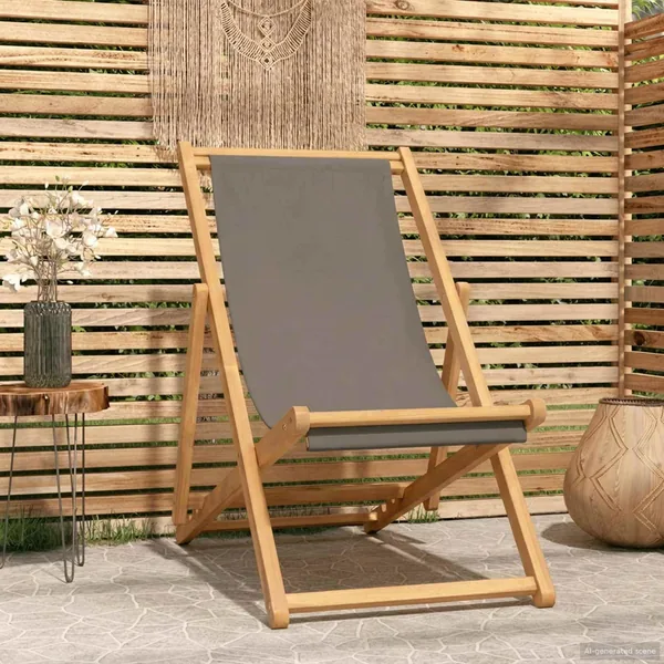 Chaise de plage Taupe Bois de teck massif