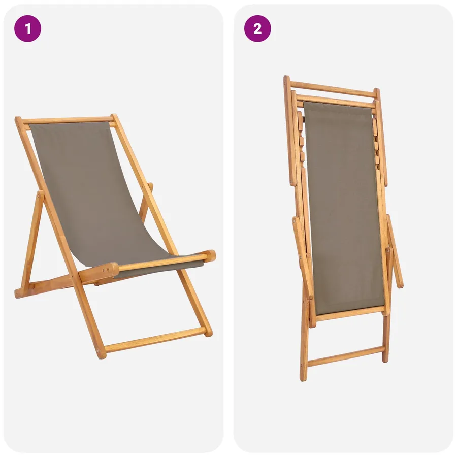 Chaise de plage Taupe Bois de teck massif - 7