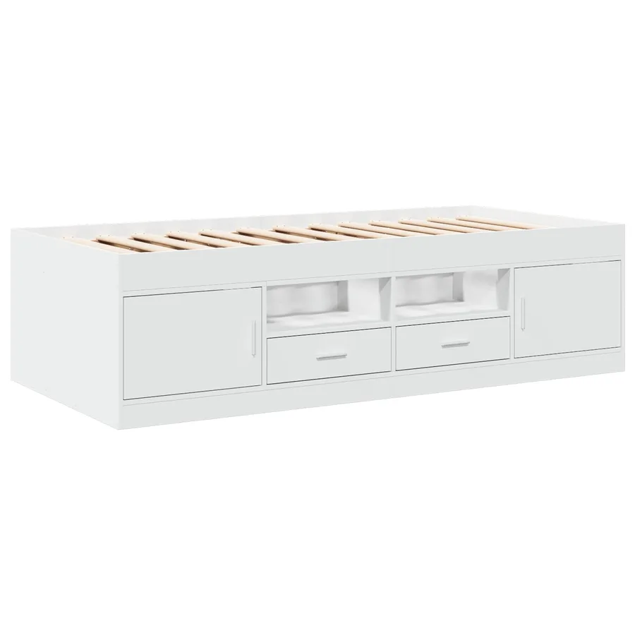 Cadre de lit avec rangement Blanc 80 x 200 cm Bois d'ingénierie - 3