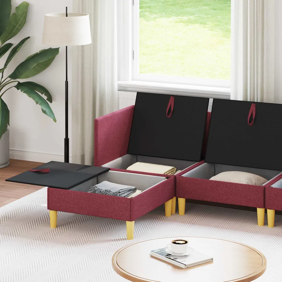 Canapé modulaire avec rangement 6 pcs Bordeaux Tissu - 3