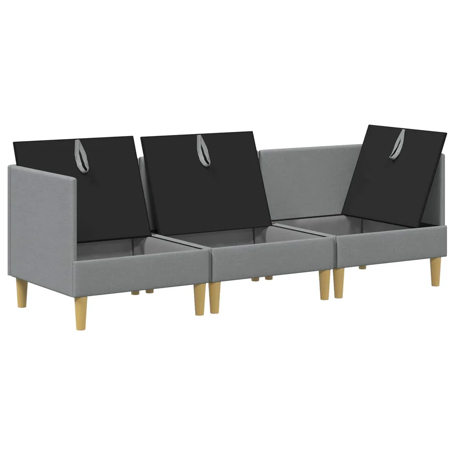 Canapé modulaire avec rangement 3 pcs Gris clair Tissu - 6