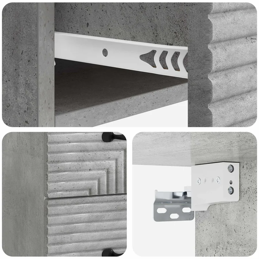 Cabinet de chevet mural 2 pcs Gris béton 34,5 x 33 x 40 cm - 10