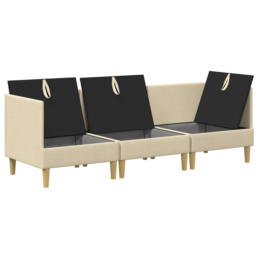 Canapé modulaire avec rangement 3 pcs Crème Tissu - 6