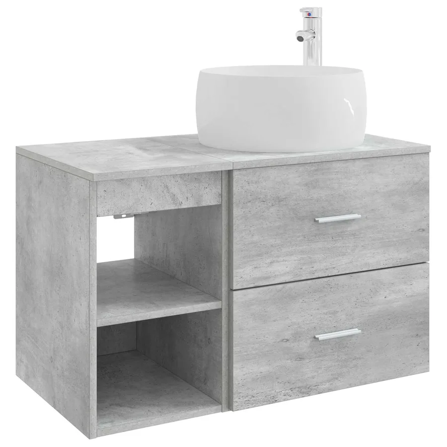 Ensemble de mobilier de salle de bain 2 pcs Gris béton - 2