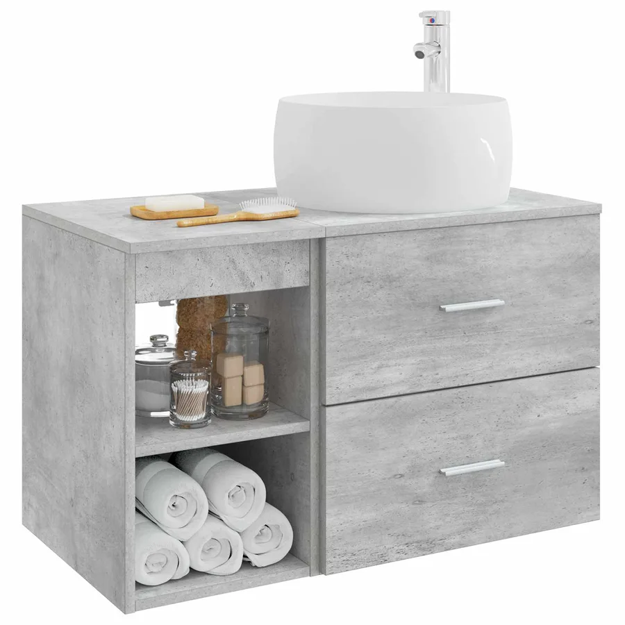 Ensemble de mobilier de salle de bain 2 pcs Gris béton - 3