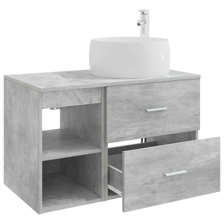 Ensemble de mobilier de salle de bain 2 pcs Gris béton - 4