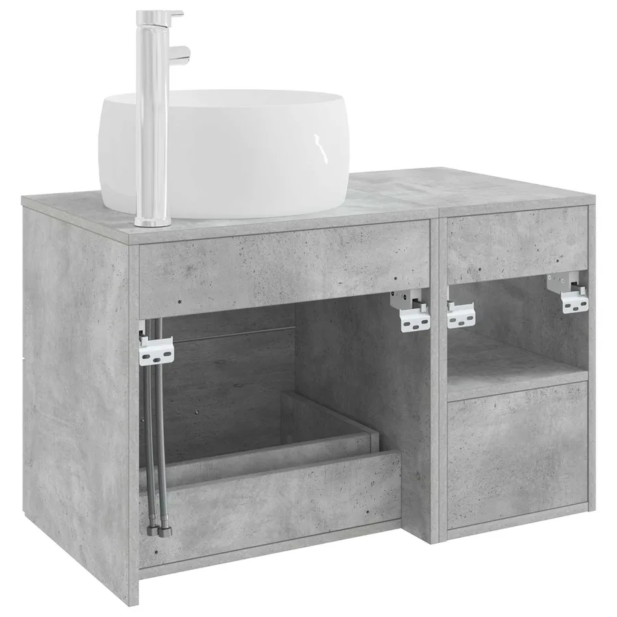 Ensemble de mobilier de salle de bain 2 pcs Gris béton - 6