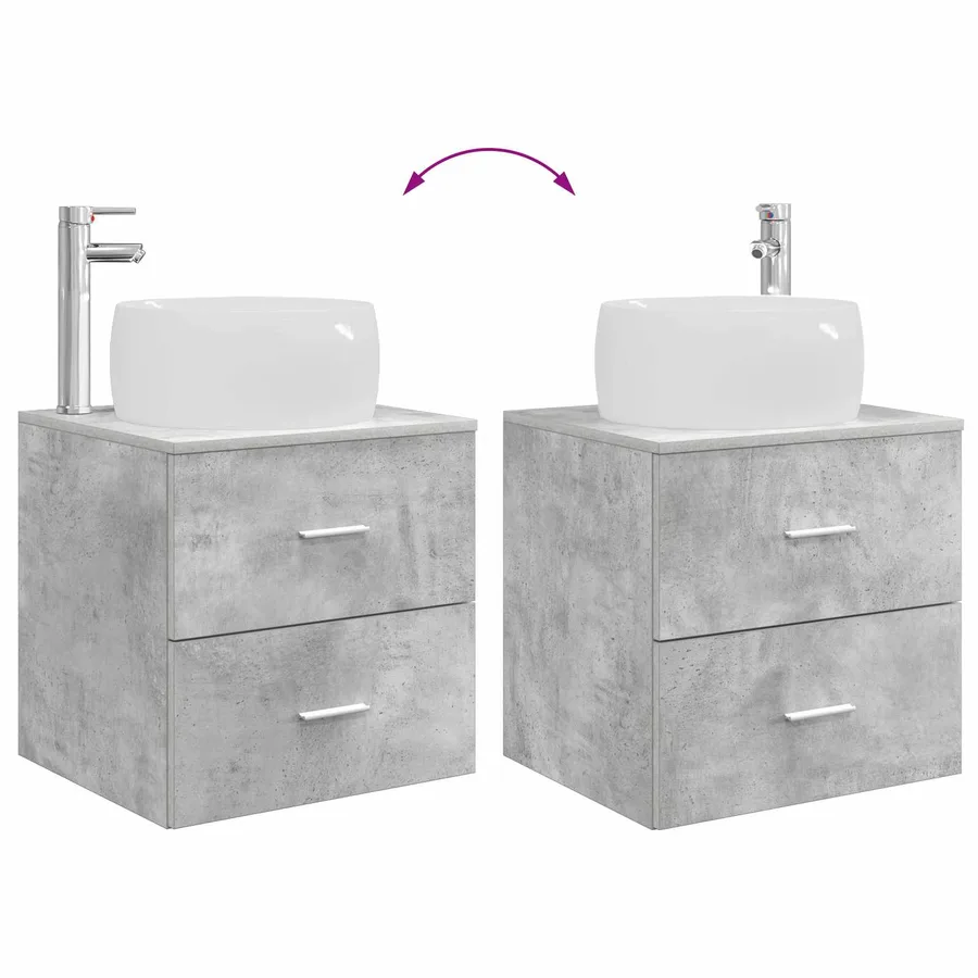 Ensemble de mobilier de salle de bain 2 pcs Gris béton - 9