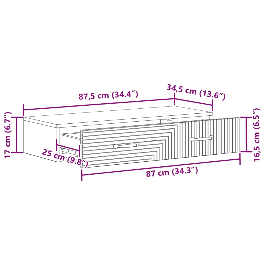 Table d'appoint murale Gris béton 87,5 x 34,5 x 17 cm - 9