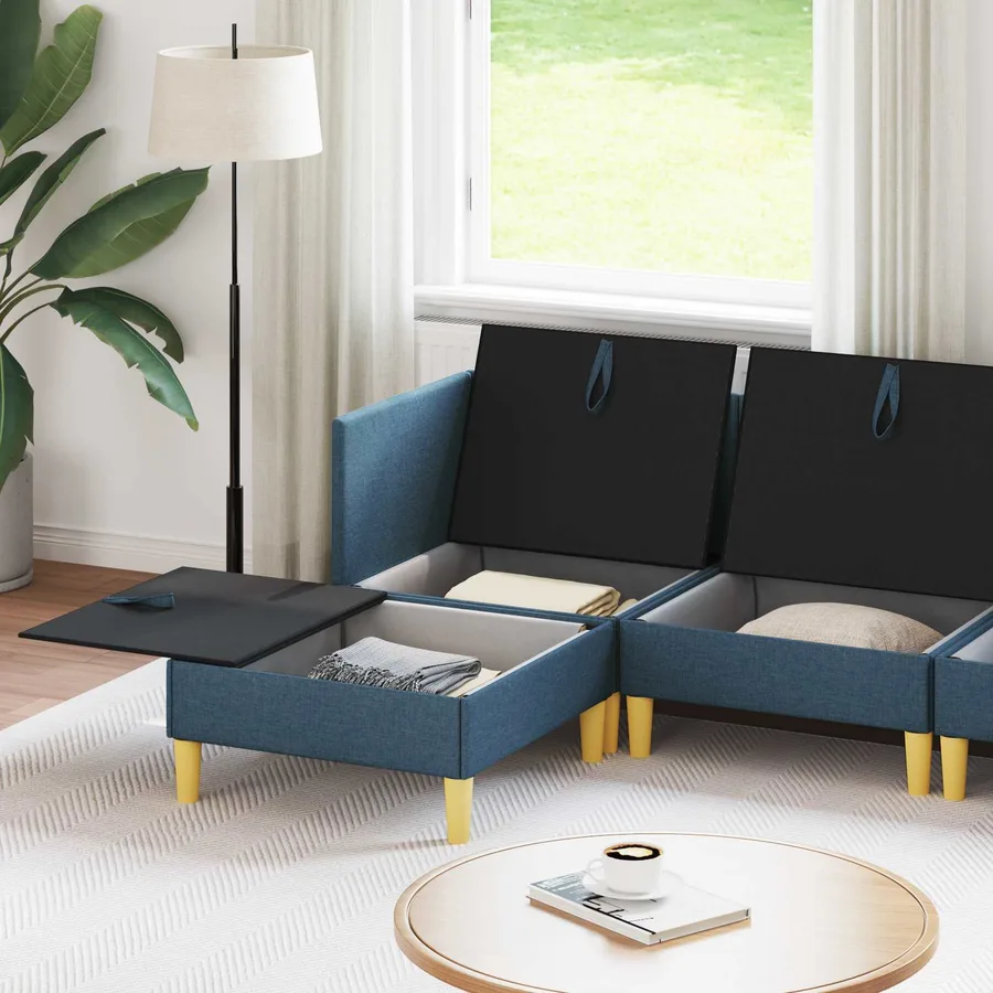 Canapé modulaire avec rangement 6 pcs Bleu Tissu - 3