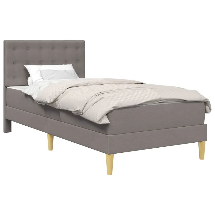 Cadre de lit avec matelas Taupe 90 x 200 cm Tissu - 2