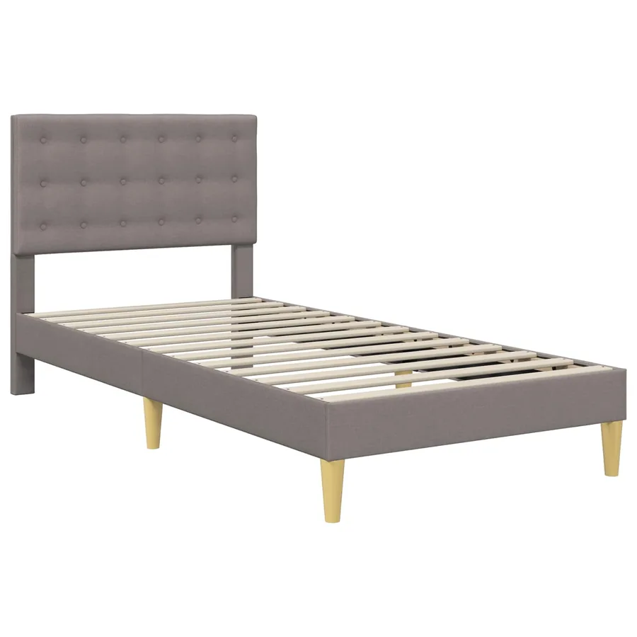 Cadre de lit avec matelas Taupe 90 x 200 cm Tissu - 4