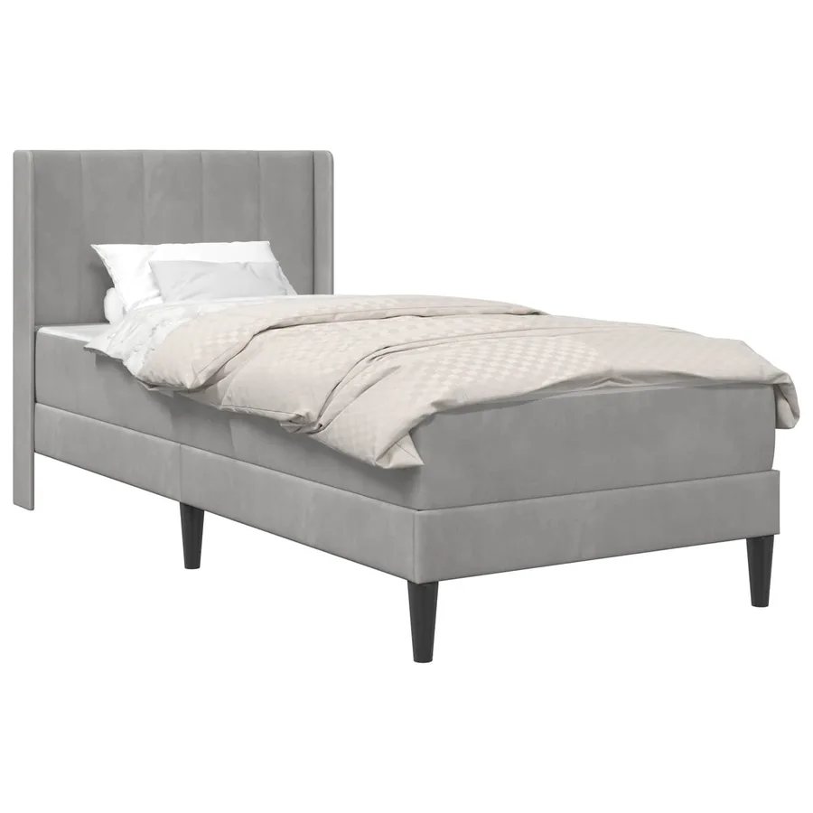 Cadre de lit avec matelas Gris clair 90 x 190 cm Velours - 2