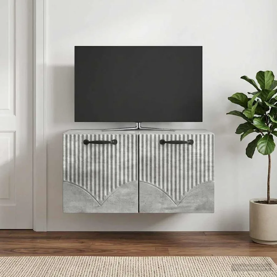 Meuble TV mural Gris béton 59,5 x 41 x 30 cm Bois d'ingénierie