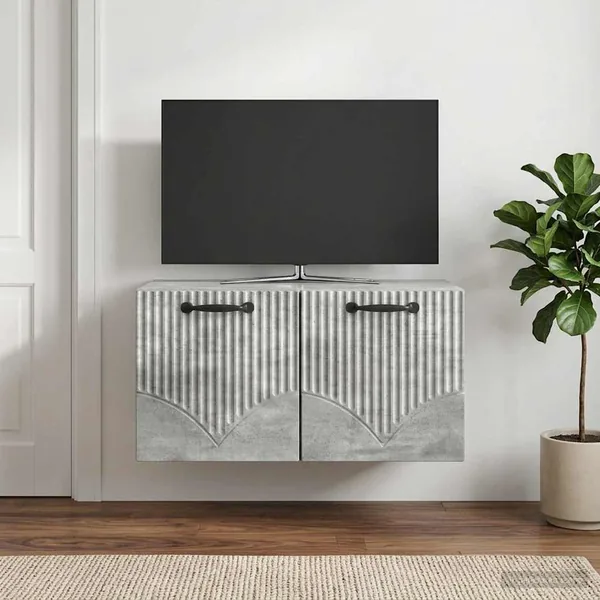 Meuble TV mural Gris béton 59,5 x 41 x 30 cm Bois d'ingénierie