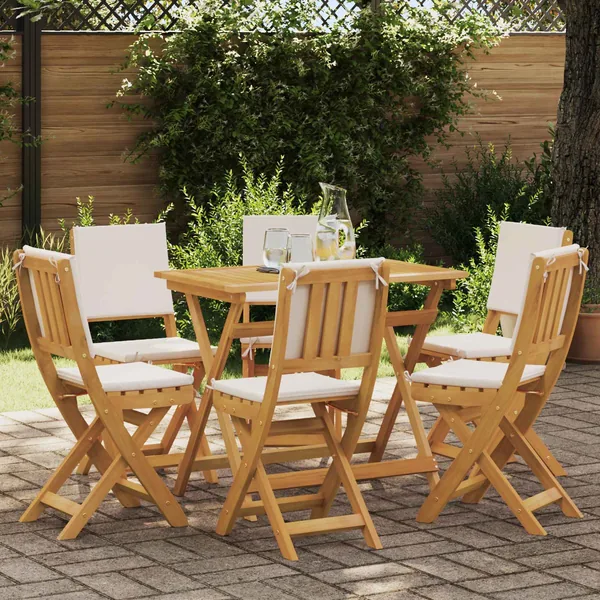 Chaises de bistrot d'extérieur avec coussin 6 pcs Crème blanc