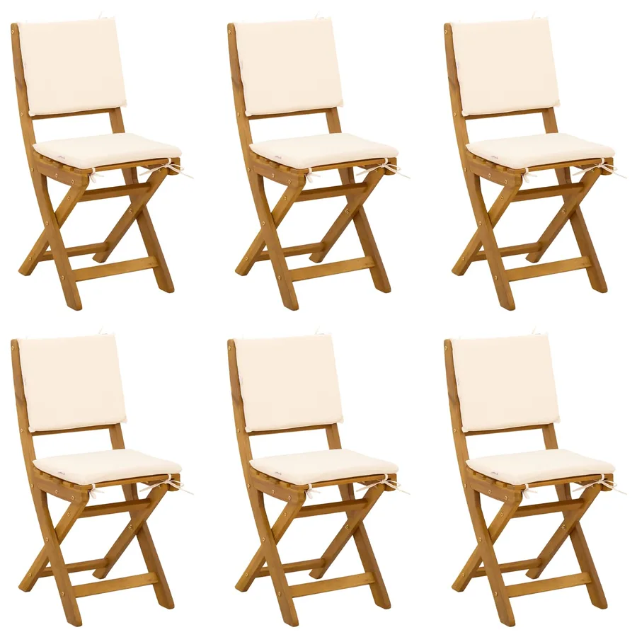 Chaises de bistrot d'extérieur avec coussin 6 pcs Crème blanc - 2