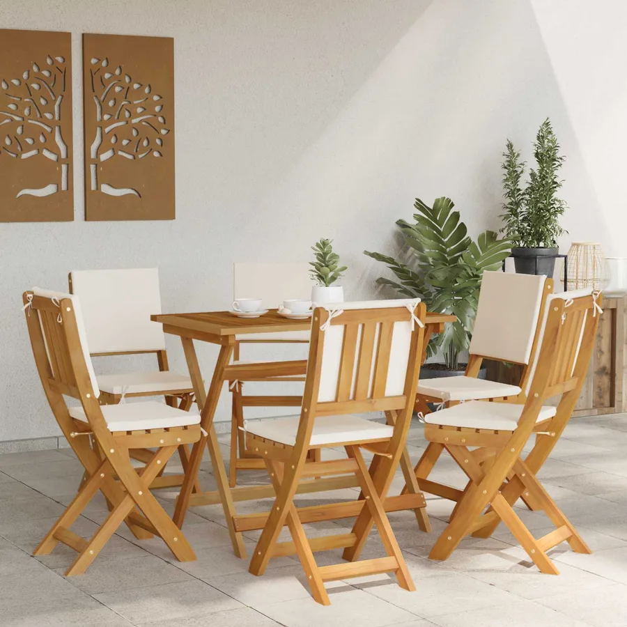 Chaises de bistrot d'extérieur avec coussin 6 pcs Crème blanc - 3