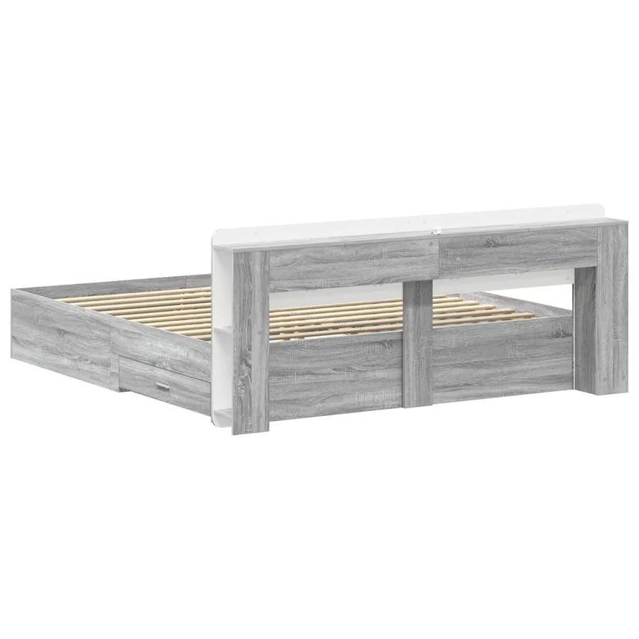 Cadre de lit avec rangement Sonoma gris 200 x 200 cm - 5