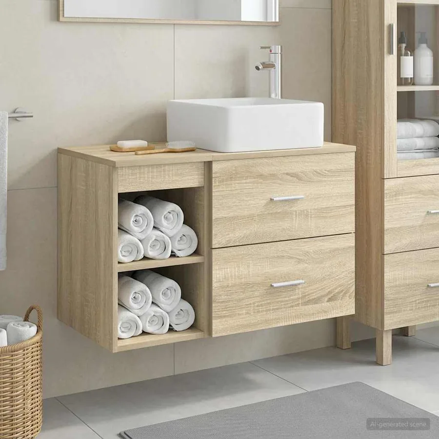 Ensemble de mobilier de salle de bain 2 pcs Chêne Sonoma
