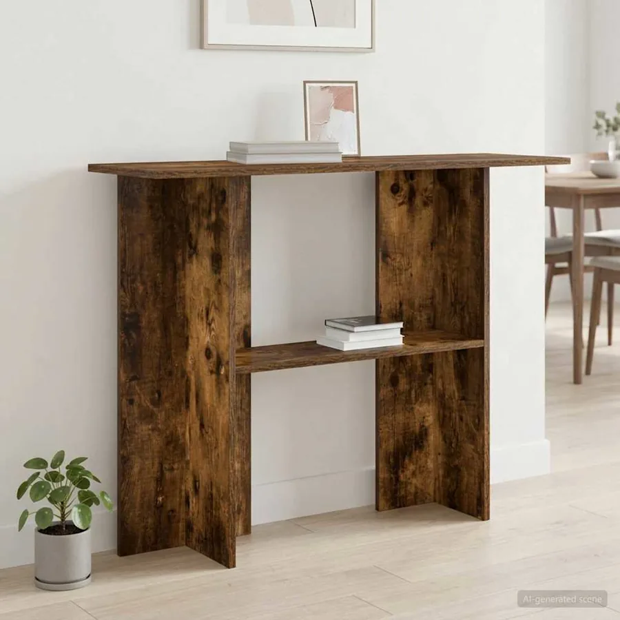 Table console Chêne fumé 100 x 30 x 75 cm Bois d'ingénierie