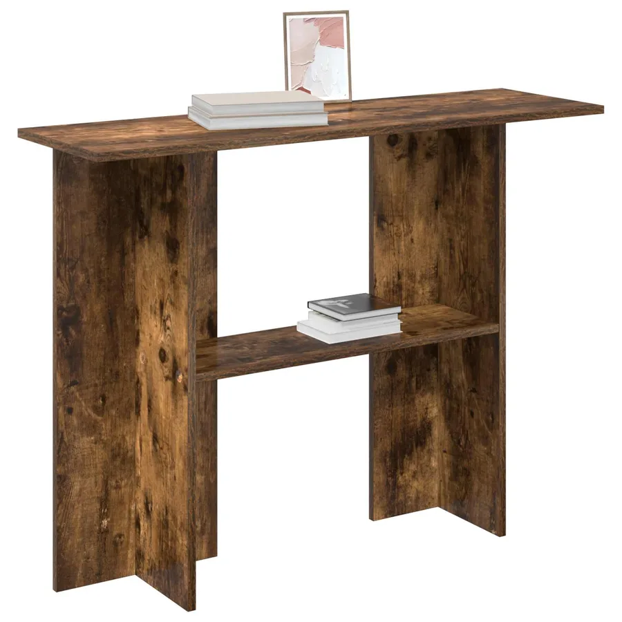 Table console Chêne fumé 100 x 30 x 75 cm Bois d'ingénierie - 3
