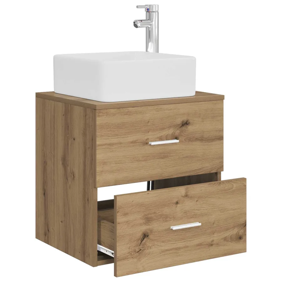 Vanité de lavabo mural Chêne artisanal 53 x 34,5 x 63 cm - 3