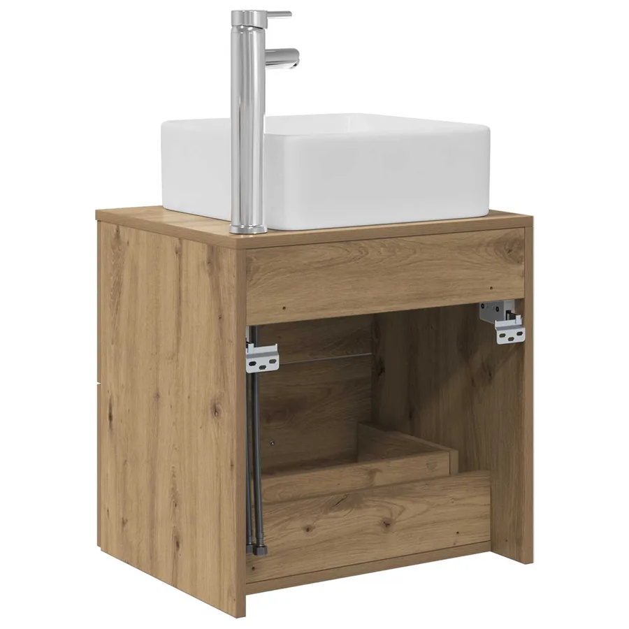 Vanité de lavabo mural Chêne artisanal 53 x 34,5 x 63 cm - 5