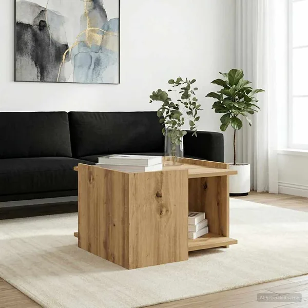 Table basse Chêne artisanal 50,5 x 50 x 33 cm Bois d'ingénierie