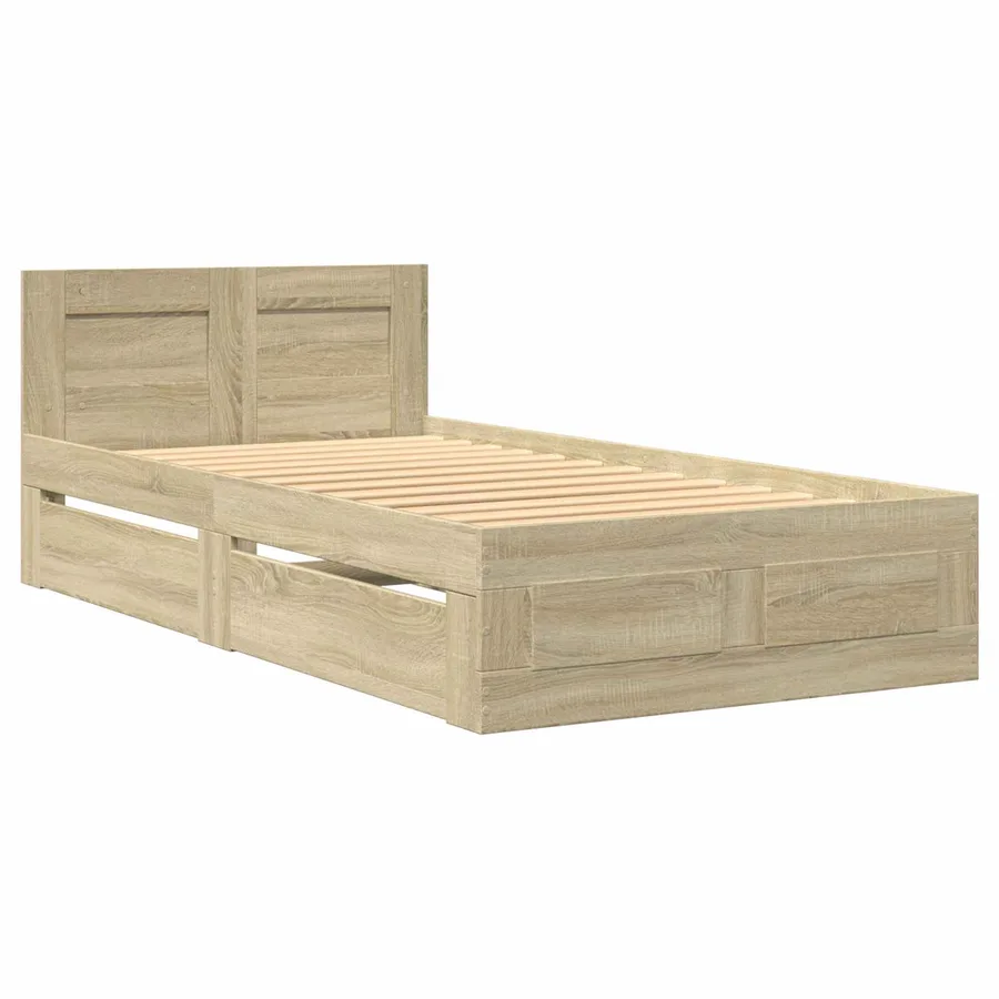 Cadre de lit avec tiroir 2 pc Chêne Sonoma Bois d'ingénierie - 3