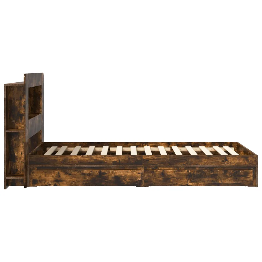 Cadre de lit avec rangement avec tiroir Chêne fumé 90 x 190 cm - 5